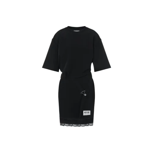 MOSCHINO Черное Женское Короткое Платье с Рукавами