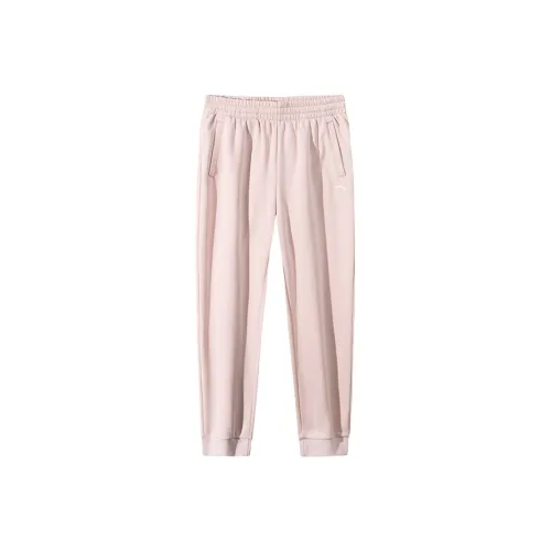 ANTA Вязаные тренировочные брюки женские зимние розовые с пламяным узором