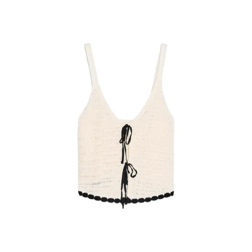 ZARA Топ на бретелях Женский Телесный Черный