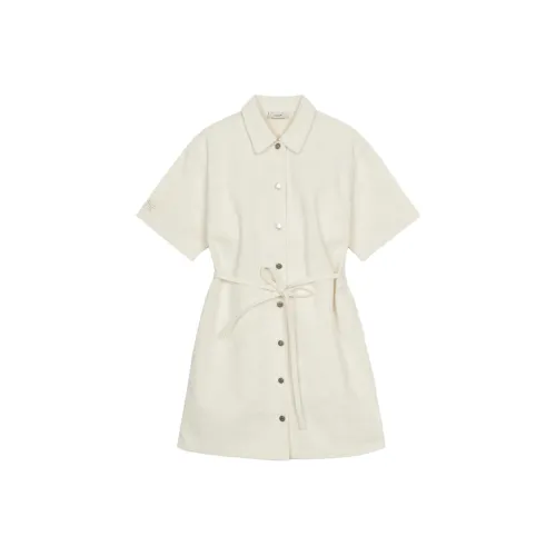 Mlb Base Logo Короткий рукав Платье Женское Белое