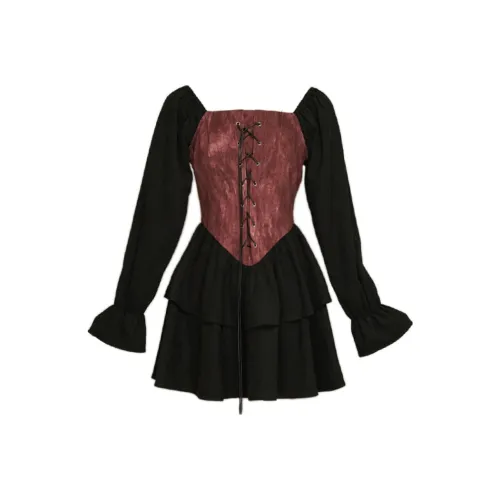 MYMIX Длинное платье с длинными рукавами женское черное