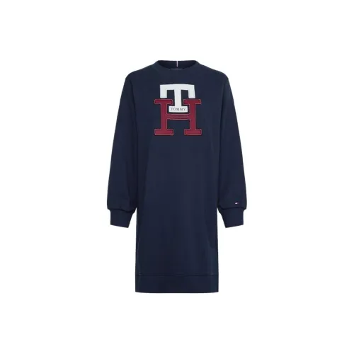 Tommy Hilfiger Длинное платье с длинными рукавами женское темно-синее