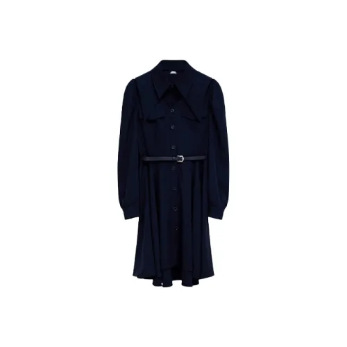 Pit Длинный рукав Платье Женское Темно-синий