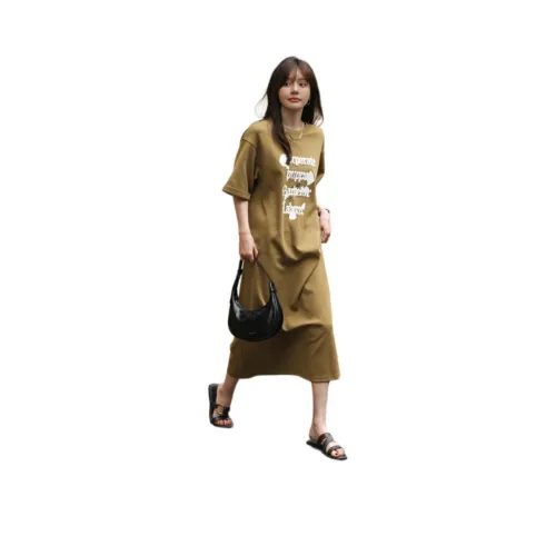 MT Короткий рукав Платье Женское Ореховый Хаки