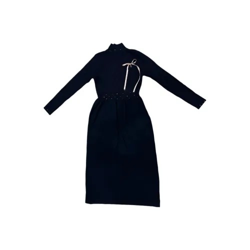 KULAIYA Длинное платье с длинными рукавами женское черное