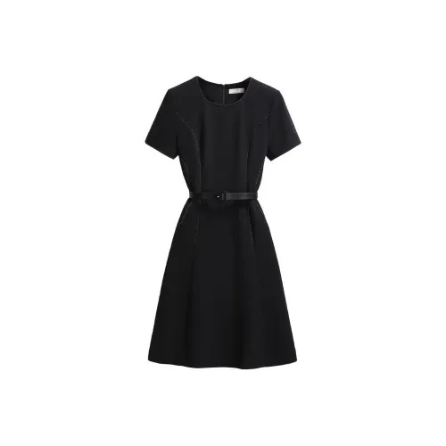 Silky Queen Короткий рукав Платье Женское Черное