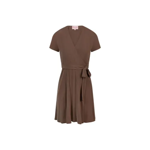 Rouje POMME Платье Короткий рукав Платье Женское Шоколад