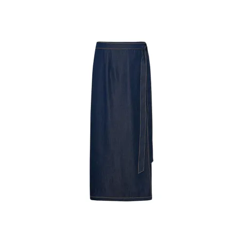 Diane von Furstenberg SS25 Denim Long Skirt Women's Dark Denim Blue Дайан фон Фюрстенберг SS25 Деним Длинная Юбка Женская Темный Джинсовый Синий