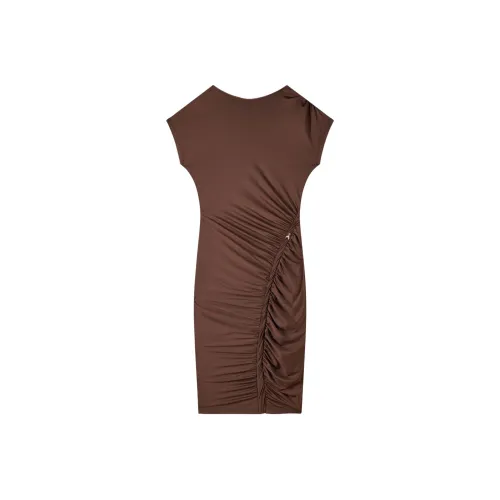 Patrizia Pepe SS25 Короткий рукав Платье Женское Коричневое