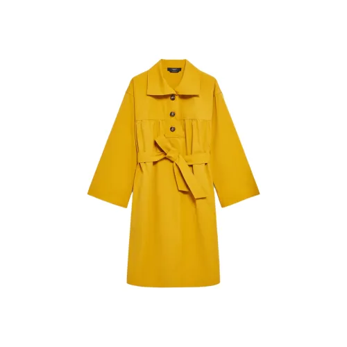 WEEKEND MaxMara Желтые Женские Длинные Платья с Рукавами