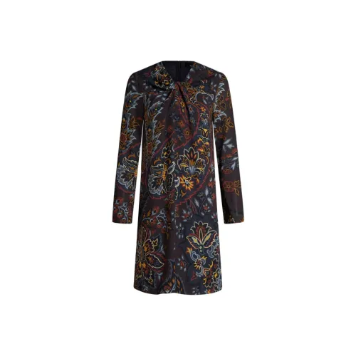 ETRO Черное Женское Длинное Платье с Рукавами