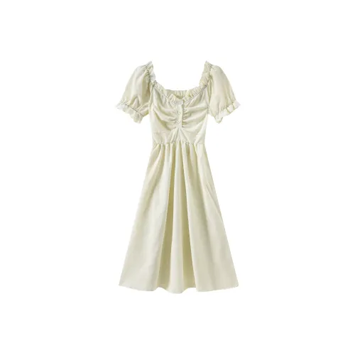 ZCDECO Короткое платье с короткими рукавами женское абрикосового цвета