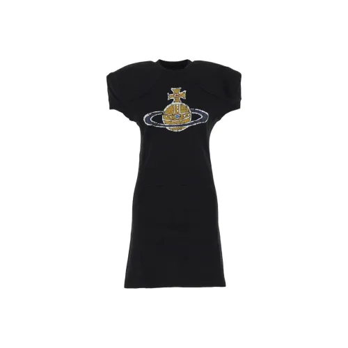 Vivienne Westwood Black Женские Короткие Платья с Рукавами