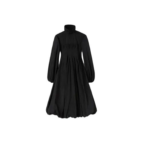 JIL SANDER Черное Женское Длинное Платье с Рукавами