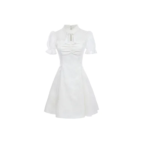 SYEEE WITH U Короткий рукав Платье Женское Абрикос