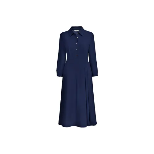 DIFFIE RIEGER Длинное платье с длинными рукавами женское темно-синий