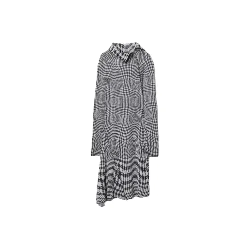 Burberry Длинное платье с длинными рукавами женское черное и белое