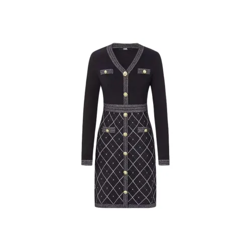 KARL LAGERFELD Длинное платье с длинными рукавами женское черное