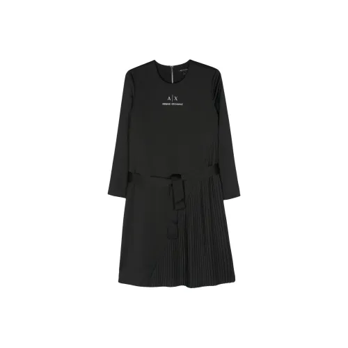 ARMANI EXCHANGEAE SS24 Длинное платье с длинными рукавами женское черное