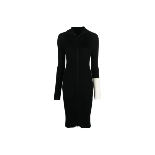Yohji Yamamoto Черные Женские Длинные Платья с Длинными Рукавами