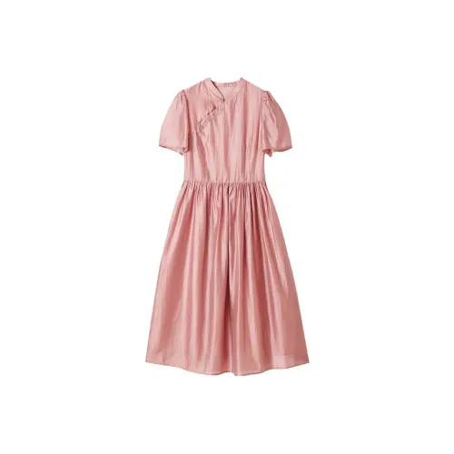 Dme Свет Персиково-розовый Женские Короткие Платья с Рукавами