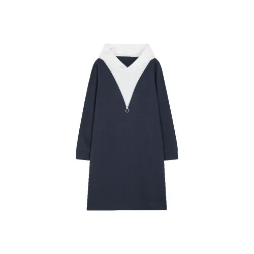 Mo Han Yi Mei Длинное платье с длинными рукавами женское темно-синий