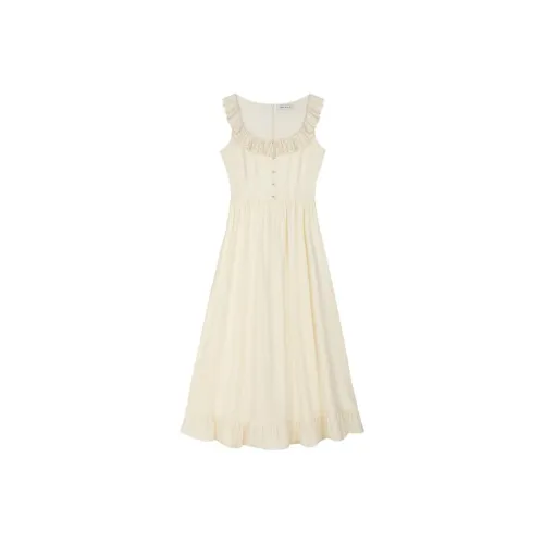 VEGA CHANG Крем Лимонно-желтый Женские Платья без рукавов