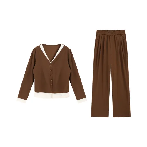 SNZX Повседневный костюм женский кофейный