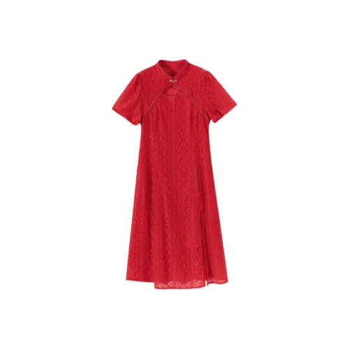 EICHITOO Red 81 Женские Короткие Платья с Рукавами