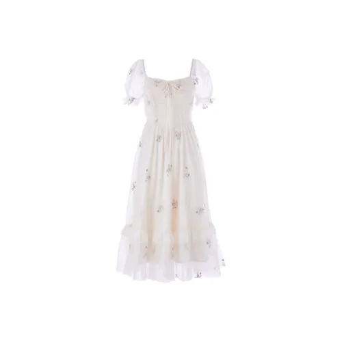 Blovelan Короткий рукав Платье Женское Абрикосовое