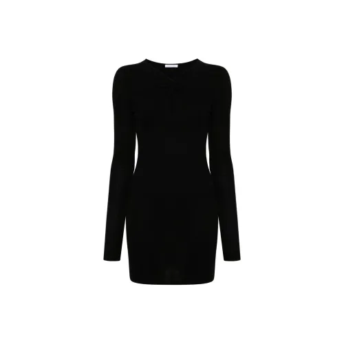 Patrizia Pepe SS24 Длинное платье с длинными рукавами женское черное