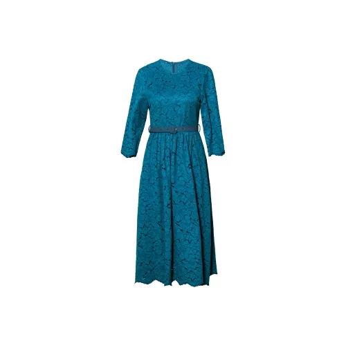 ROEYSHOUSE Длинное платье с длинными рукавами женское павлин синий