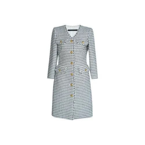 ROEYSHOUSE SS24 Длинное платье с длинным рукавом женское в клетку