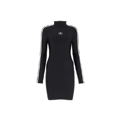 Balenciaga SS23 Длинное платье с длинными рукавами облегающий крой женское черное