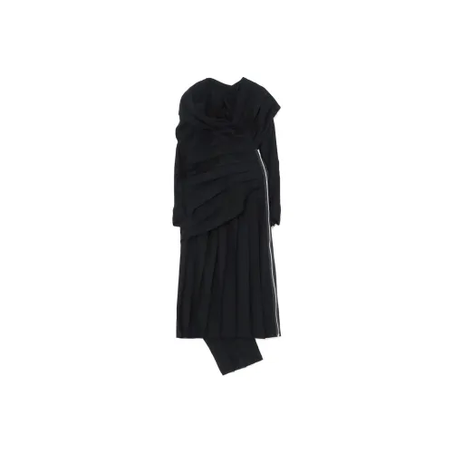 Yohji Yamamoto Длинное платье с длинными рукавами женское черное