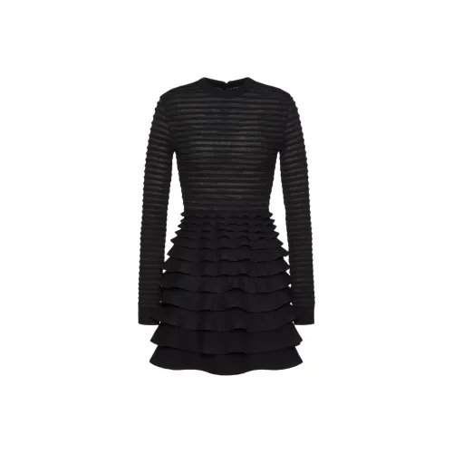 Valentino FW24 Длинное платье с длинными рукавами женское черное