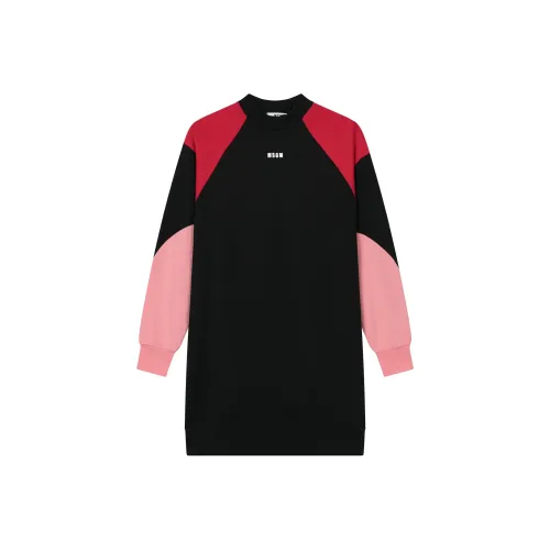 MSGM Черное Женское Длинное Платье с Рукавами