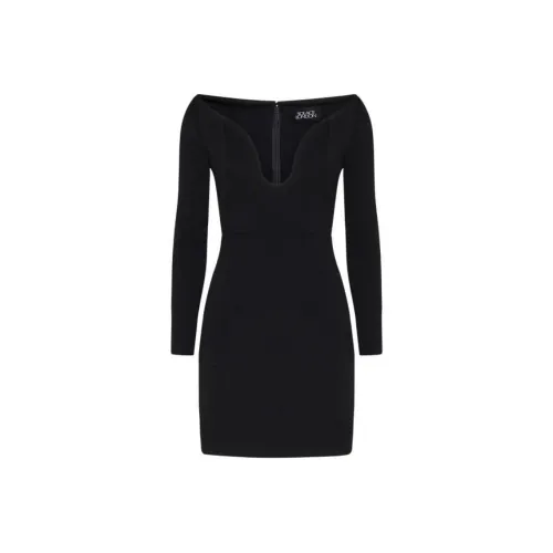 SOLACE LONDON Длинное платье с длинными рукавами женское черное