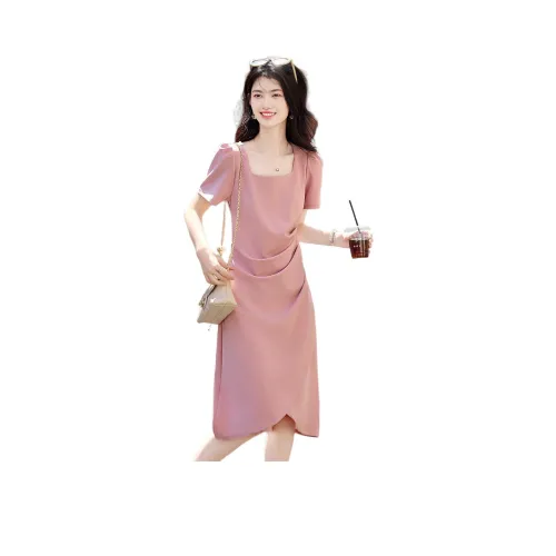 Still Quiet Короткий рукав Платье Женское Дымчатый Розовый