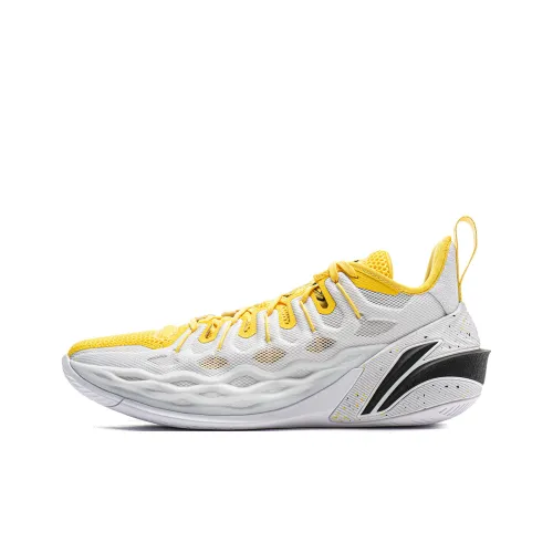 LiNing Buckets Амортизаторы Slip-resistant Дышащие Низкие Баскетбольные кроссовки Мужские Белый Желтый
