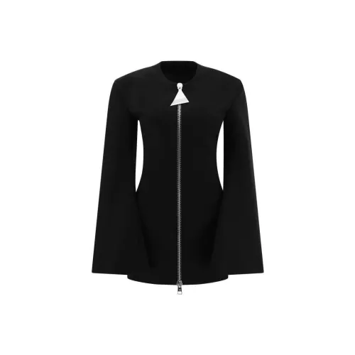 The Attico Длинное платье с длинными рукавами женское черное