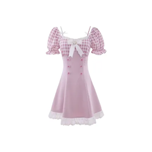 KEAB Короткий рукав Платье Женское Розовое