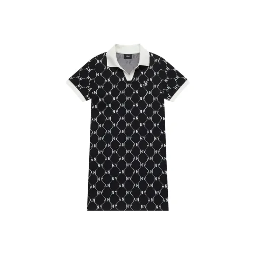 MLB MONOGRAM Коллекция New York Yankees SS25 Короткий рукав Платье Женское Черное