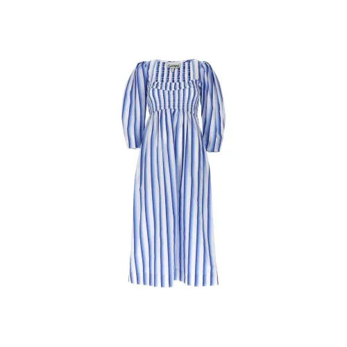 GANNI Blue Женские Короткие Платья с Рукавами