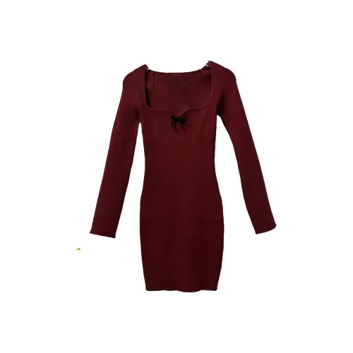 Icicofficial Red Женские Длинные Рукава Платья