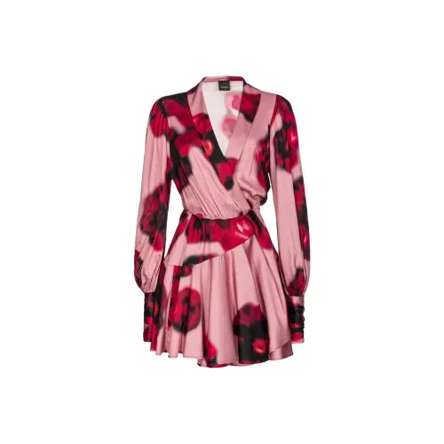 PINKO SS24 Длинное платье с длинным рукавом женское розовое