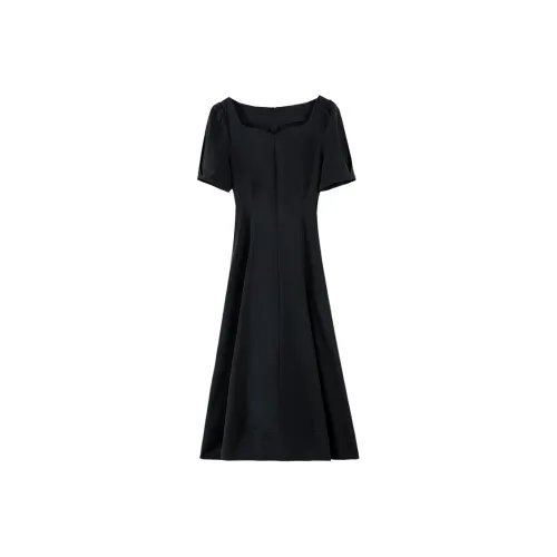 MISTVB Короткий рукав Платье Женское Черное