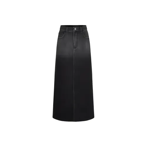 JZ. ANNAKRO Деним Длинный Юбка Женские Черный Серый