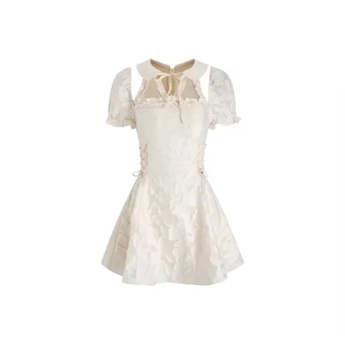 HeartyBite Короткий рукав Платье Женское Абрикосовое