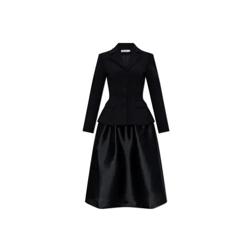 Self Portrait Длинное Платье с Длинными Рукавами Женское Черное